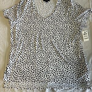 New Alfani Contour Ess Tee Blouse Women Square Black White Medium NEW
